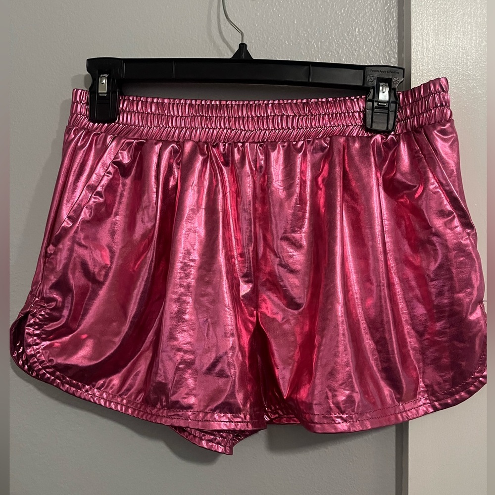 SweatyRocks Women's Metallic Shorts Elastic Waist Shiny